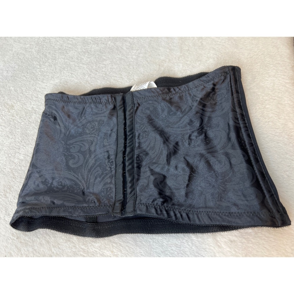 Cupid Black Jacquard Waist Cincher Shapewear Hook Eye Front Style 5067 Large